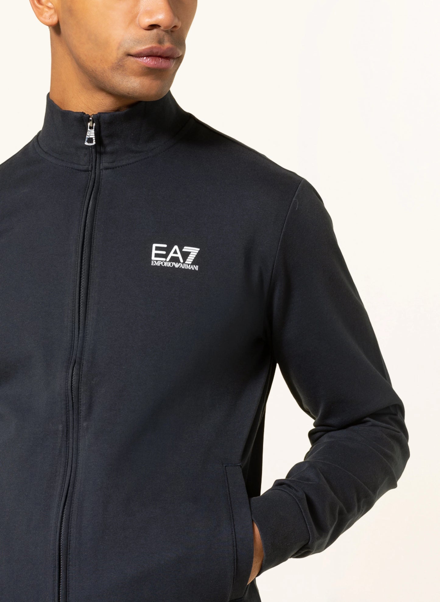 Emporio Armani - EA7 | Heren | Sweatvest | Blauw – Night blue | Logo | Opstaande Kraag