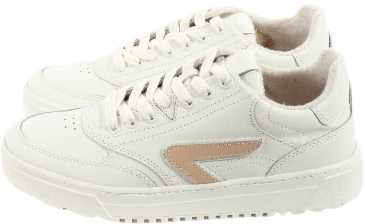 HUB | Dames | Sneakers | Duke | Wit – Beige | Echt Leer | Terry Lining | Ventilerende Insole | Comfort & Premium Look