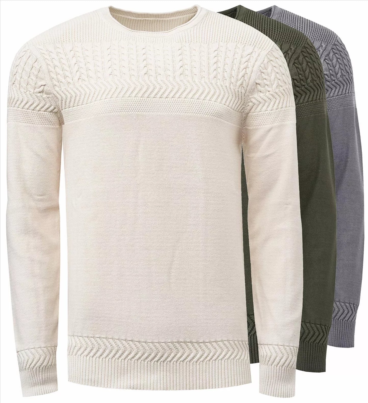 Rusty Neal | Heren | Sweater | Gebreid met kabel | Diverse kleuren | Khaki