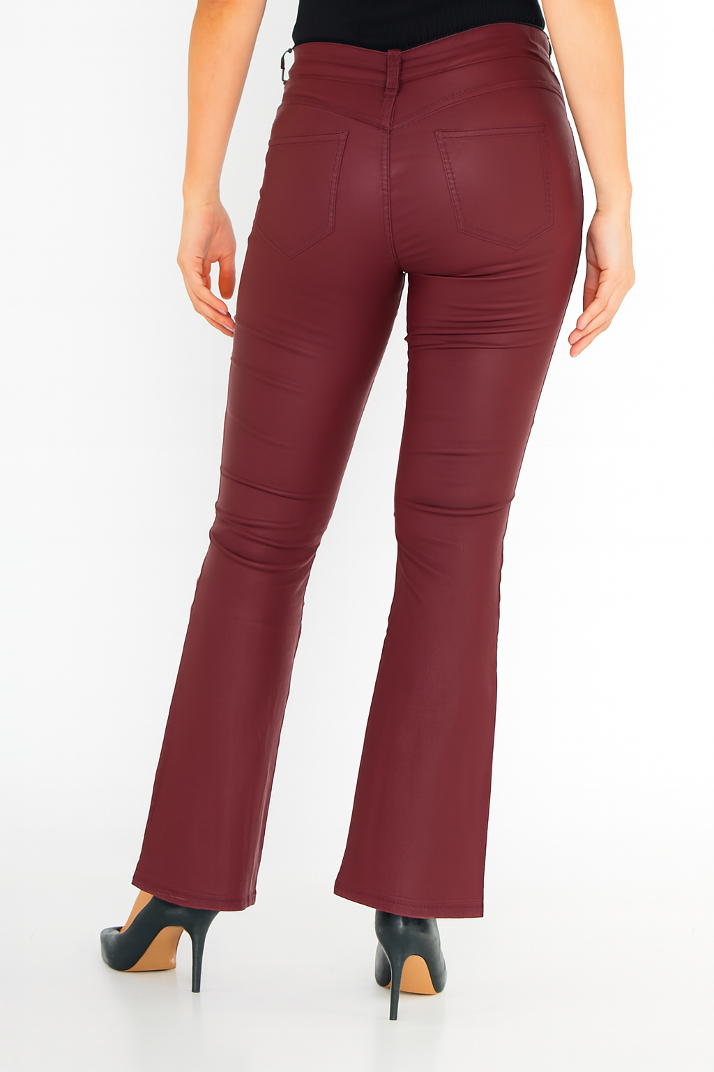 Miss Fanny | Dames | Oil Coated | push-up | Leren - Flared pants | Bordeaux warm rood