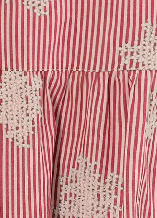 Aniston | Dames | Jurk | Boho stijl | Streep met uniek borduursel | Rood -Wit