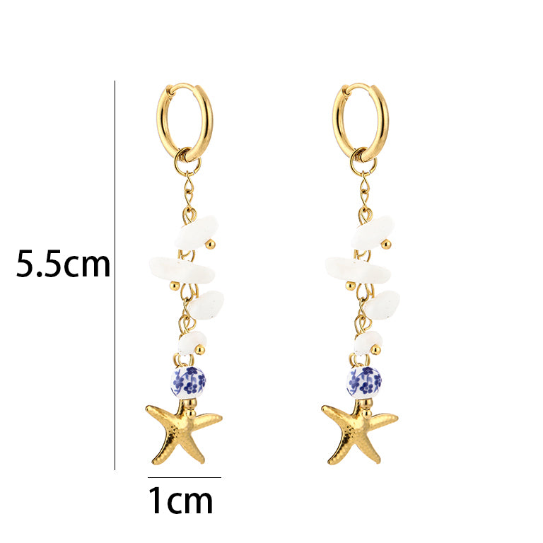 Sunset Fashion | Ketting Oorbellen Set " Ster" | 2 delig | Stainless steel - Blauw