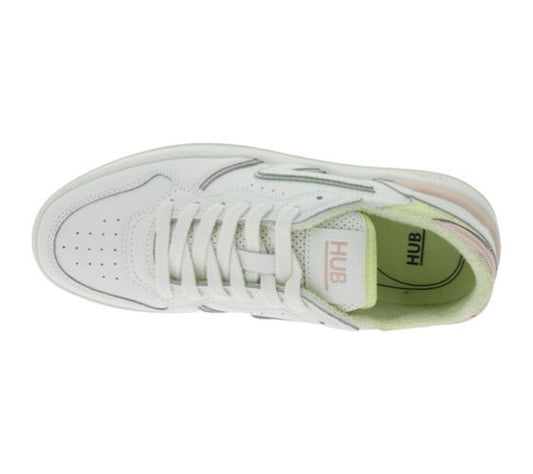 HUB | Dames | Sneakers | Smash L31 | Wit – Roze | Echt Leer | Terry Lining | Ventilerende Insole | Comfort & Premium Look