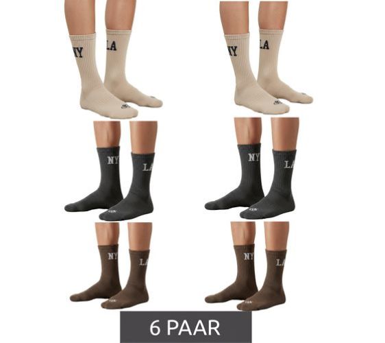 Scotch & Soda | Heren | Sokken | 6 Pack | 1/2Terry High-Quarter Crew | Bruin – Beige – Grijs | Maat 41-46