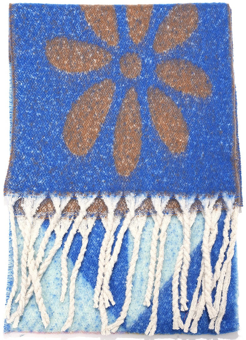 Sjaal | Bloemen design | Blauw multi | 190x40 cm. | Zacht en comfy
