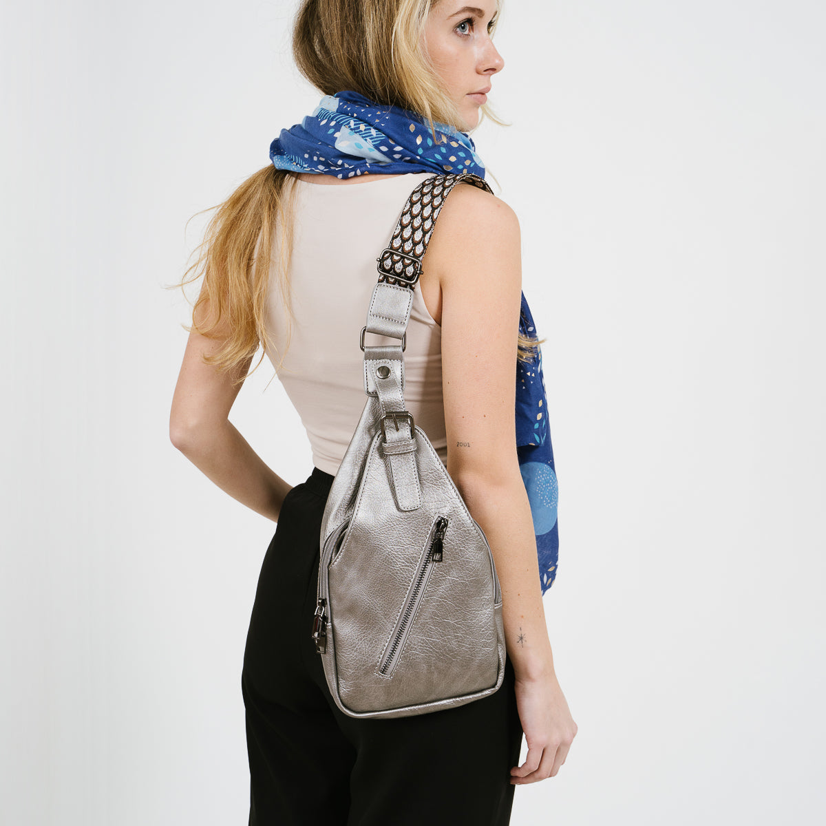 "Leren" Tas | Sunset Fashion | Cross body bag | Zilver
