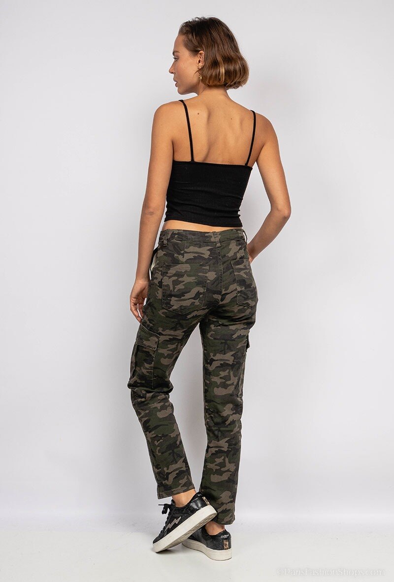 My Bestiny | Dames | Cargo denim straight fit | Camouflage