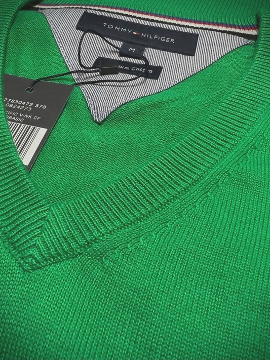 Tommy Hilfiger | Heren | Classic V hals trui | Fris Groen