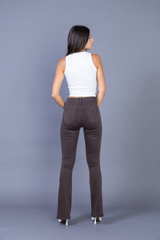 Ana & Lucy | Dames | Flared - Push up | Donker bruin - dark koffie