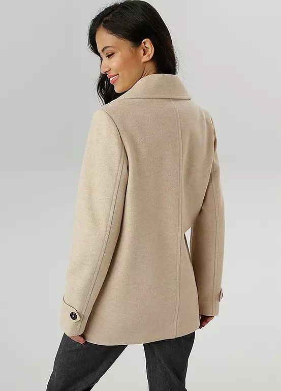 Aniston | Dames | Korte Mantel | Double Breasted | Reverskraag | Beige