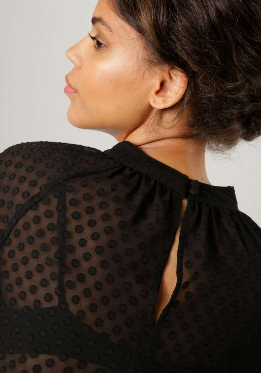 Aniston | Dames | Blouse | Feestelijk | Gestippeld Transparant | Zwart