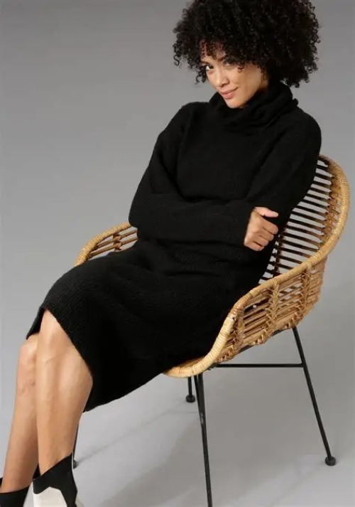 Aniston | Dames | Jurk | Gebreid | Zwart