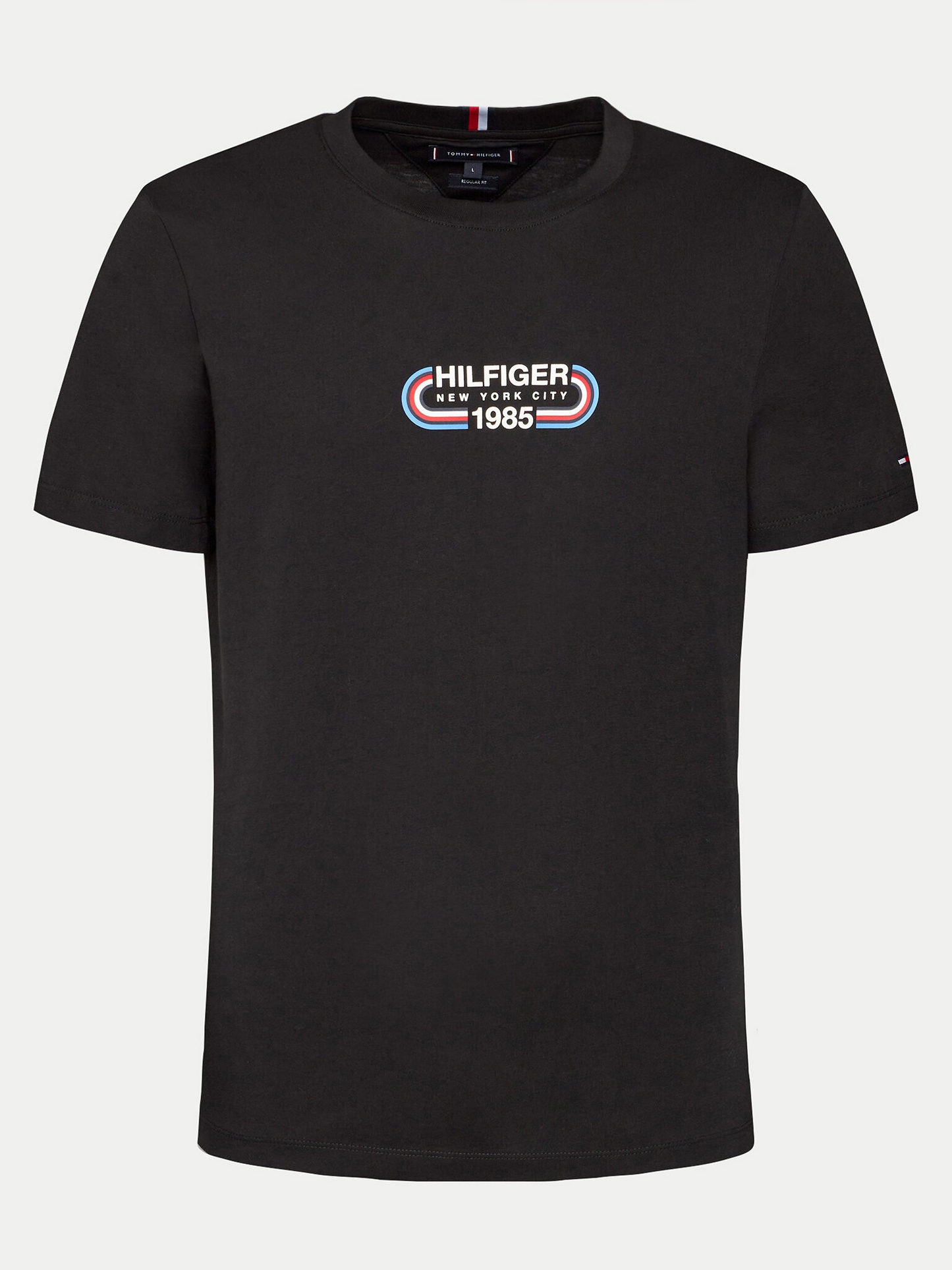 Tommy Hilfiger | Heren | Track logo Crew neck Tee | Black / Zwart