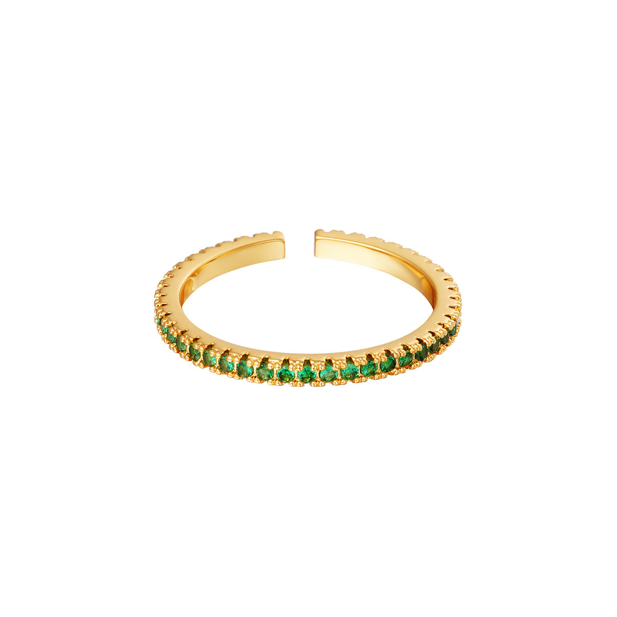 Yehwang | Ring | Groene steentjes | Goud kleur