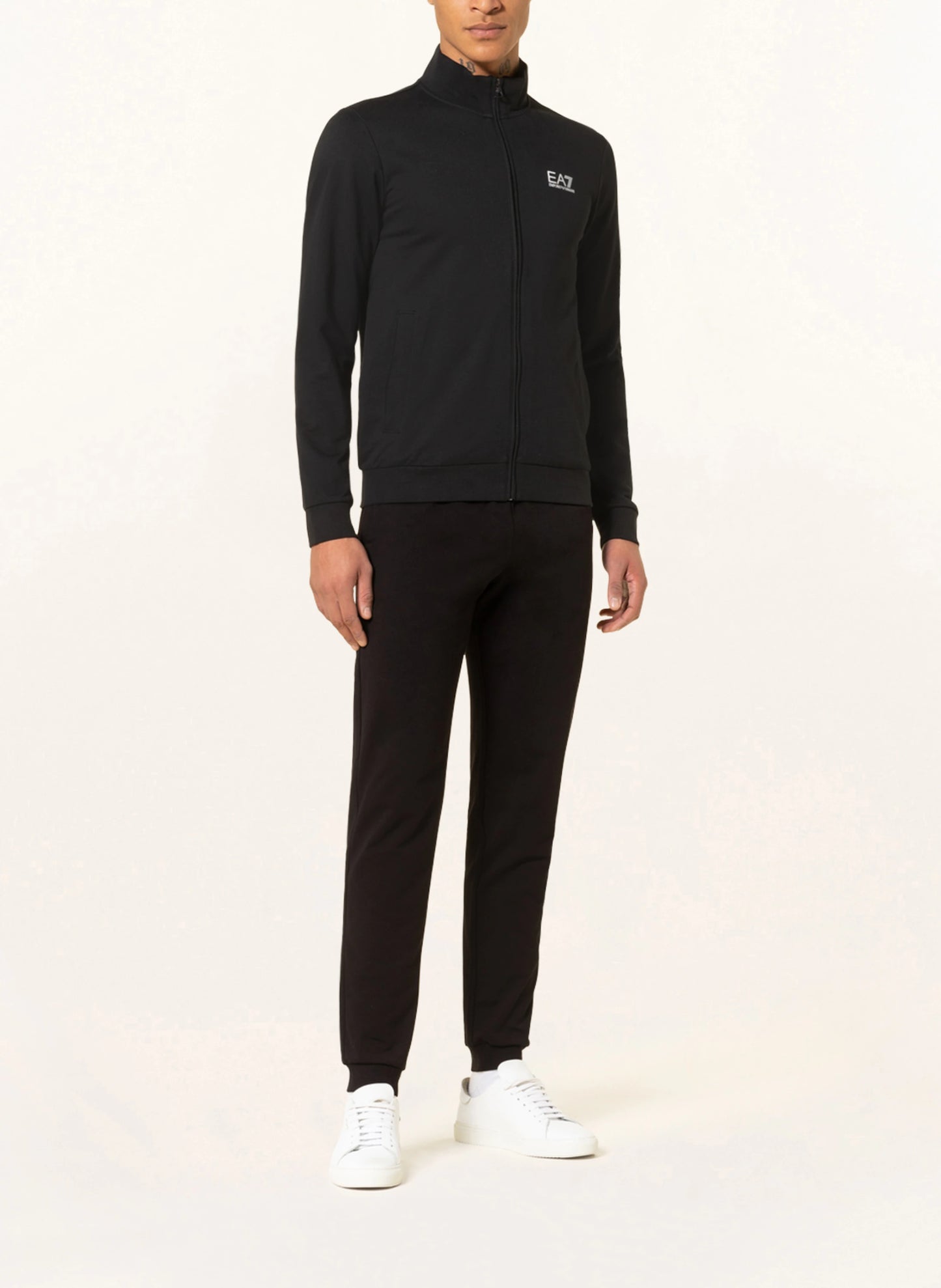 Emporio Armani - EA7 | Heren | Sweatvest | Zwart | Logo | Opstaande Kraag