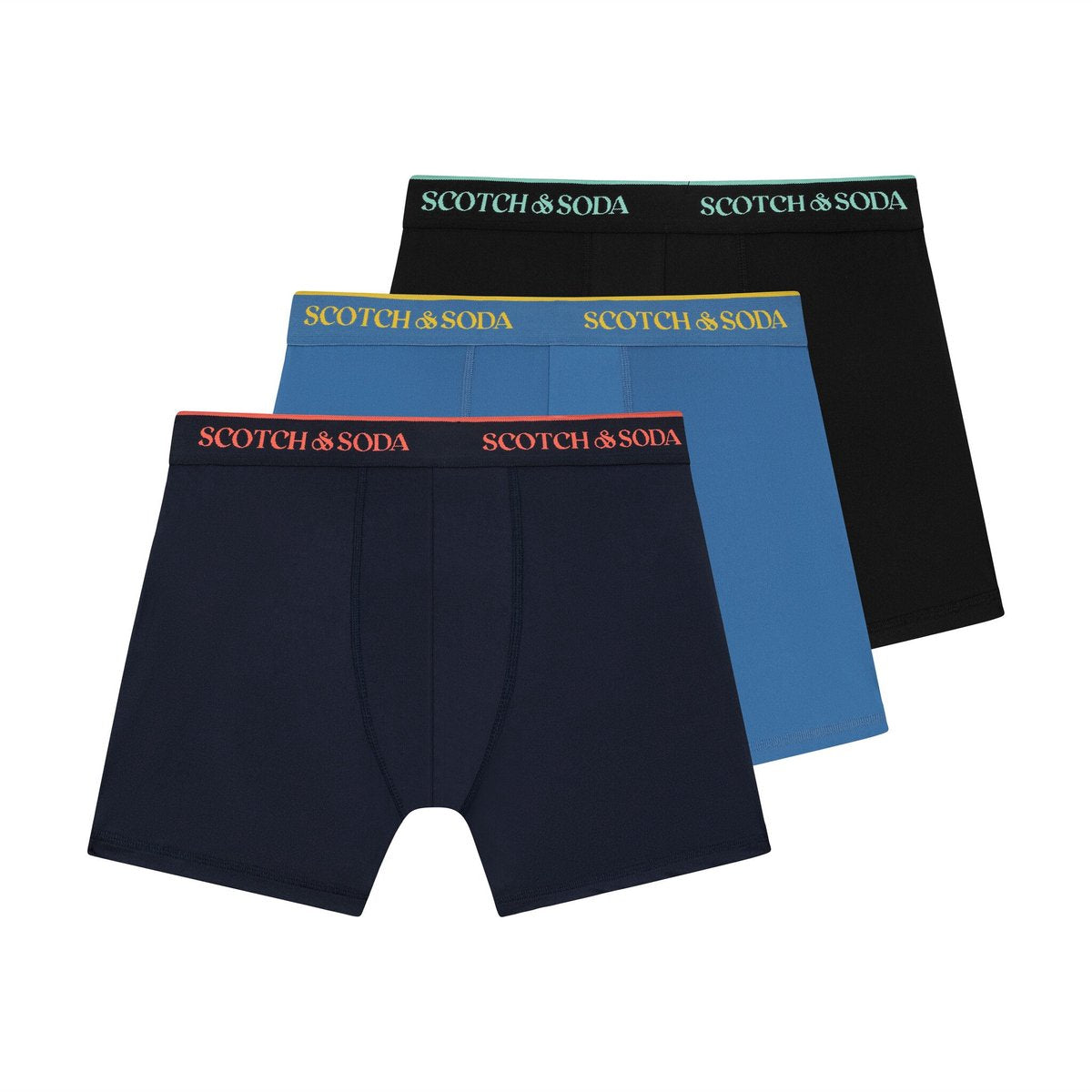 Scotch & Soda | Heren | Boxer | Active Stretch Briefs | 3-pack | Performance Fit | Zwart Blauw
