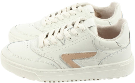 HUB | Dames | Sneakers | Duke | Wit – Beige | Echt Leer | Terry Lining | Ventilerende Insole | Comfort & Premium Look