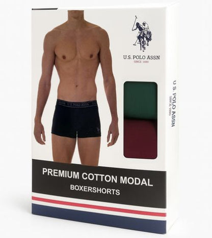 U.S. POLO ASSN. | Heren |  Boxershorts | 2 Pack | Premium Cotton Modal | Donkergroen/Wijnrood | Comfortabel & Duurzaam