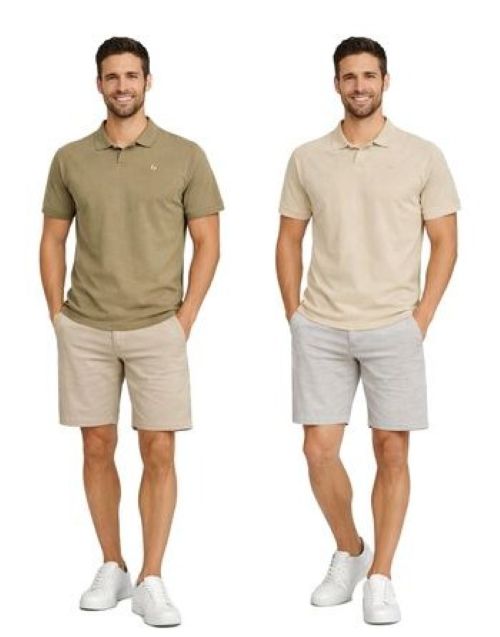 Blend | Heren | Polo shirt | 2 pack | Regular fit | 100% Katoen | Beige – Bruin