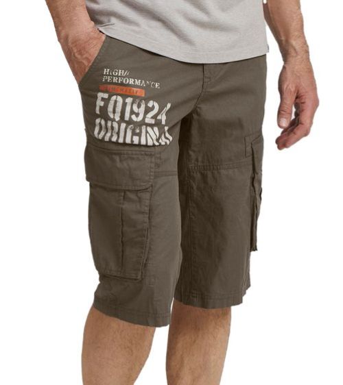 FQ1924 Mael | Heren | Cargo Bermuda | 100% Katoen | Regular Fit | Print | Zomer Shorts | Khaki