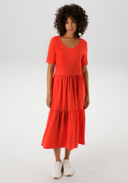 Aniston | Dames | Jurk | Jersey | Soepel en zwierig | Rood
