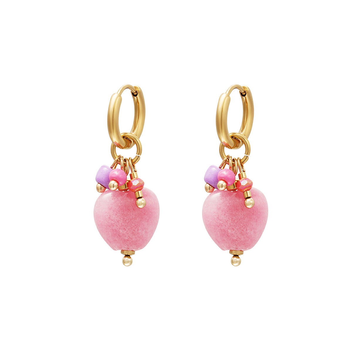 Yehwang | Oorbellen | 3 delig "earparty Love pink" | stainless steel