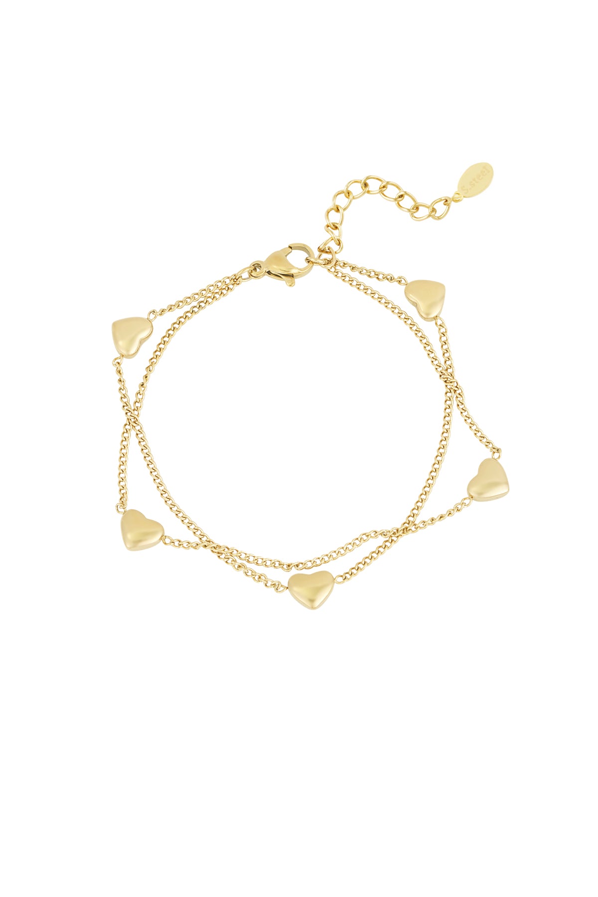 Yehwang | Ketting en armband | Lots of hearts | goud - stainless steel