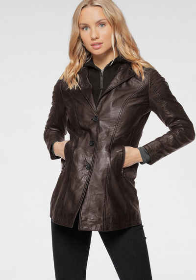 Gipsy | Dames | Leren long blazer |  Donker bruin