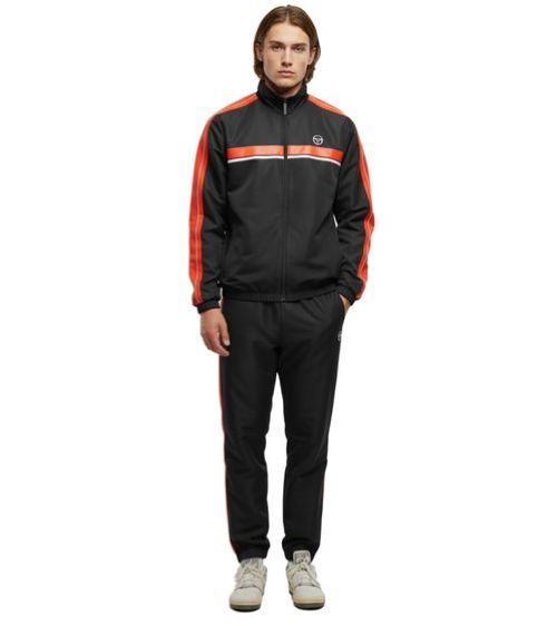 Sergio Tacchini | Heren | Trainingspak | 2 Delig | Cryo Tracksuit | Zwart- Oranje | Retro vibe | Sportief & Comfortabel | Regular Fit