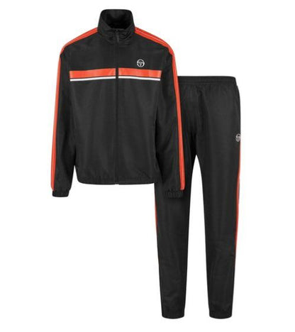 Sergio Tacchini | Heren | Trainingspak | 2 Delig | Cryo Tracksuit | Zwart- Oranje | Retro vibe | Sportief & Comfortabel | Regular Fit