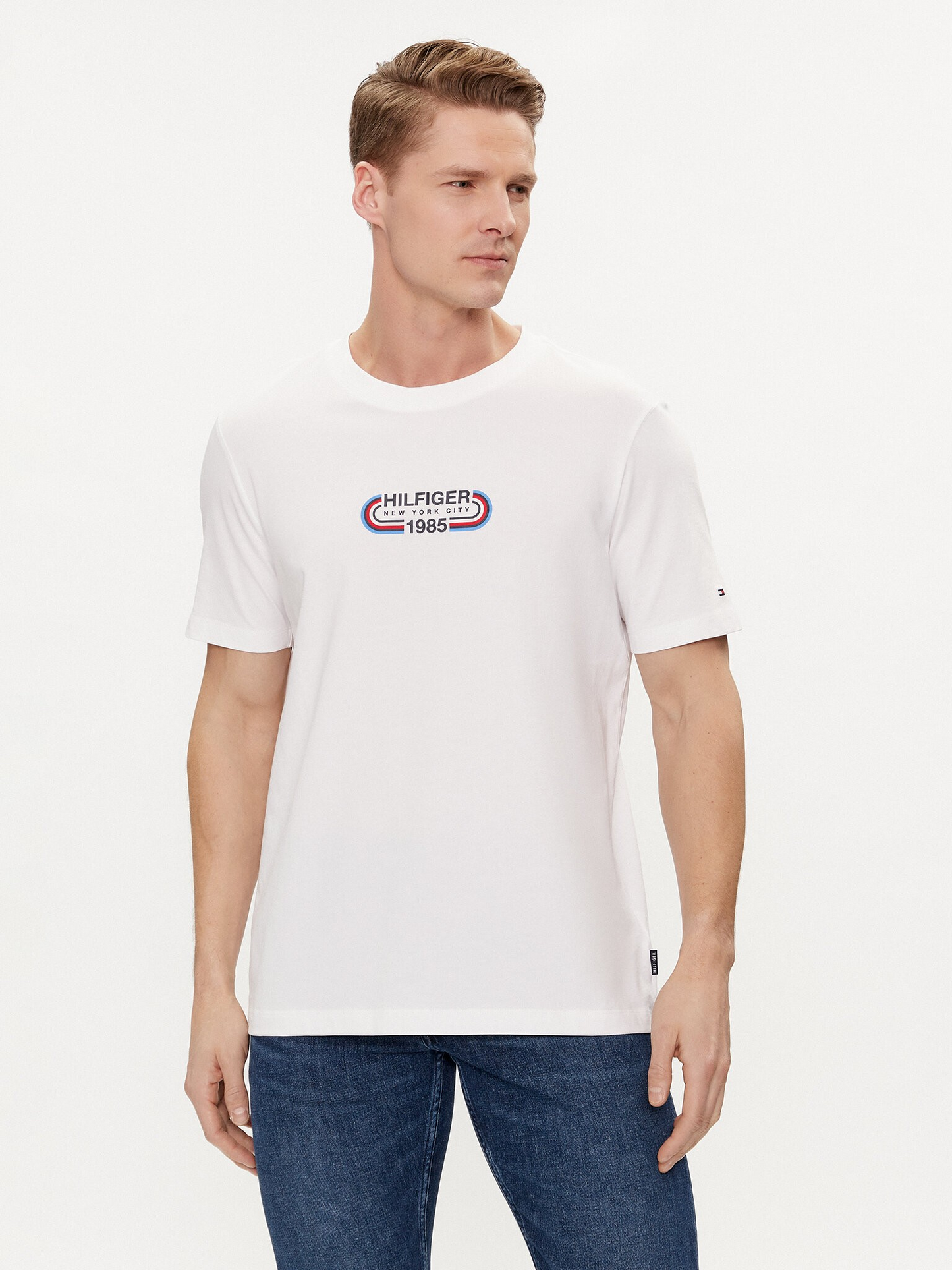 Tommy Hilfiger | Heren | Track logo Crew neck Tee | Wit