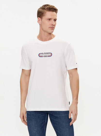 Tommy Hilfiger | Heren | Track logo Crew neck Tee | Wit