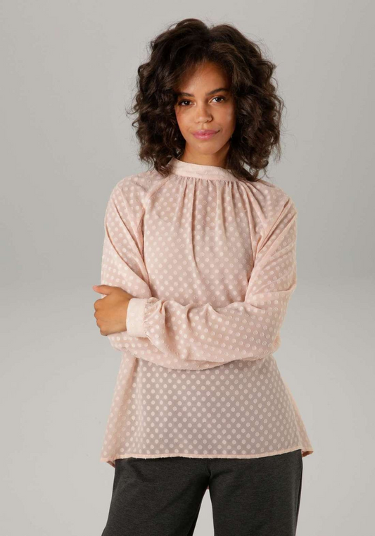 Aniston | Dames | Blouse | Feestelijk | Gestippeld Transparant | Roze