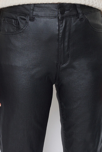 Ky creation denim | Dames |  "Leren " Coated straight fit | High waist | Zwart