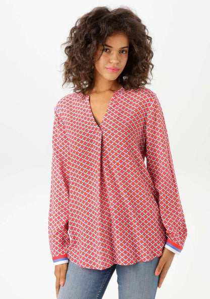 Aniston | Dames |  Blouse | Graphic print | Rood - Blauw - Wit