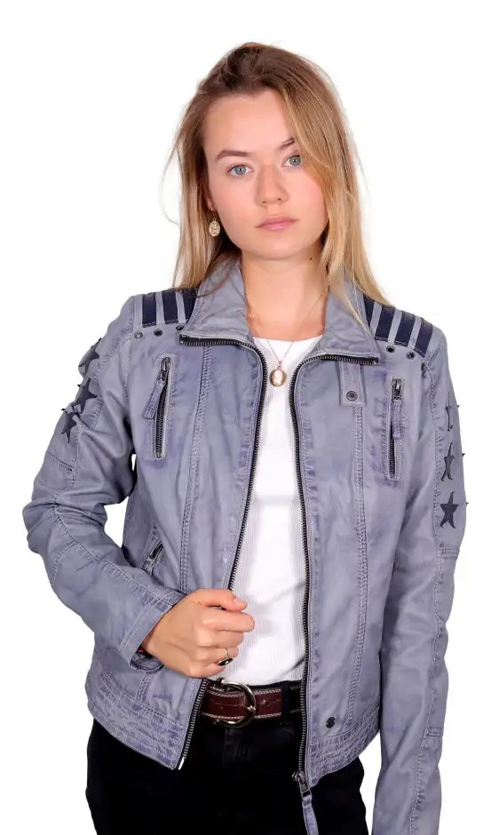 KangaROOS | Dames | "Rocking" leren jack | Faded blue - grey
