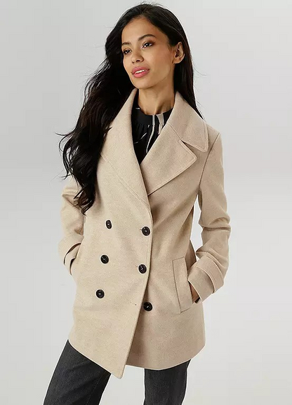 Aniston | Dames | Korte Mantel | Double Breasted | Reverskraag | Beige