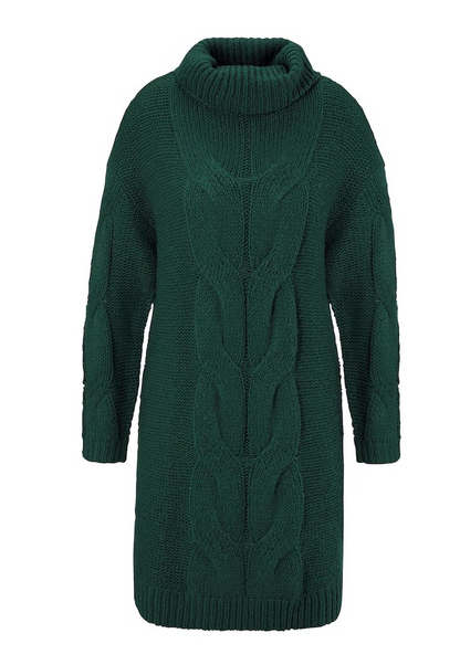 Aniston | Dames | Oversized Gebreide Jurk | Kabel |Groen