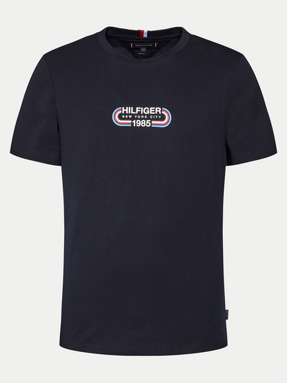 Tommy Hilfiger | Heren | Track logo Crew neck Tee | Black / Zwart