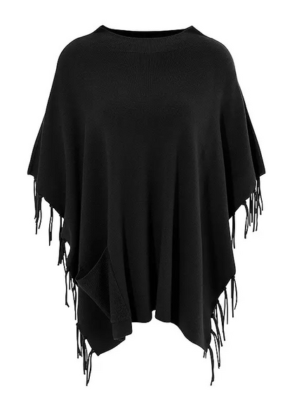 Aniston | Dames | Poncho | Zwart | Fijn breisel