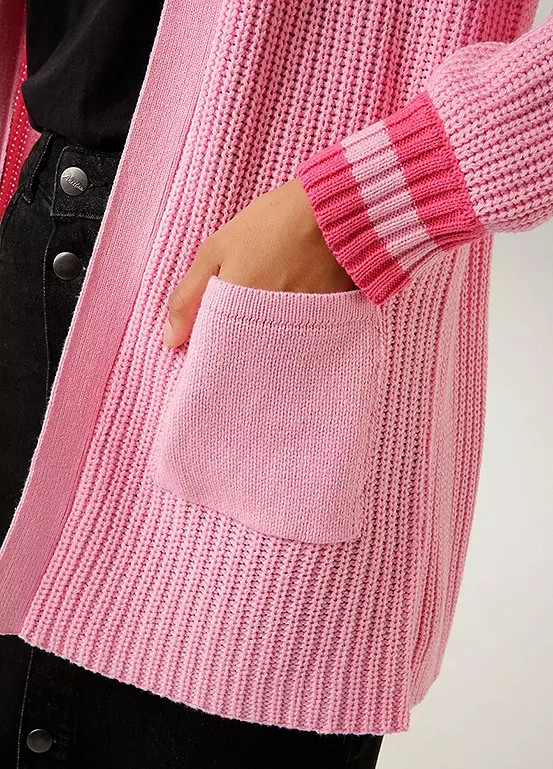Aniston | Dames | Vest | Edge to Edge vest | Roze met streep en zakken