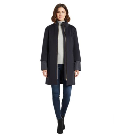 Dames | 2-in-1 Wollen Mantel en Dons Jack |  Midnight Blue Blauw