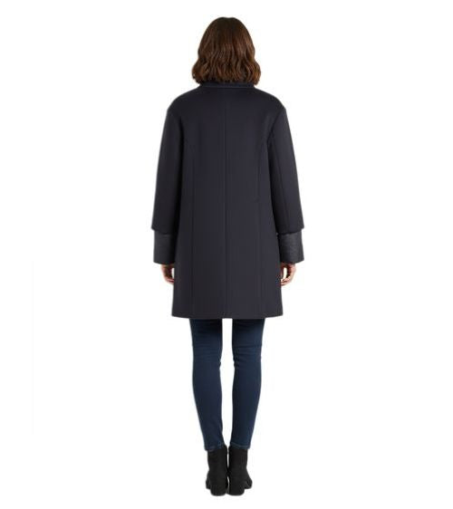 Dames | 2-in-1 Wollen Mantel en Dons Jack |  Midnight Blue Blauw
