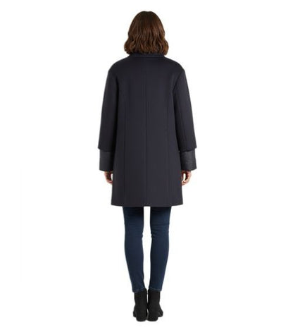 Dames | 2-in-1 Wollen Mantel en Dons Jack |  Midnight Blue Blauw