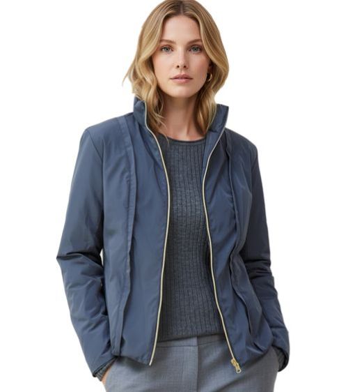 Dames | 2-in-1 Wollen Mantel en Dons Jack |  Midnight Blue Blauw