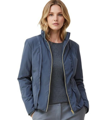 Dames | 2-in-1 Wollen Mantel en Dons Jack |  Midnight Blue Blauw