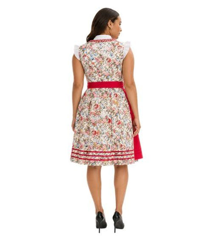 Dirndl | 2 delig | Dames | Rood – Wit | Oktoberfest | Duits Feesten