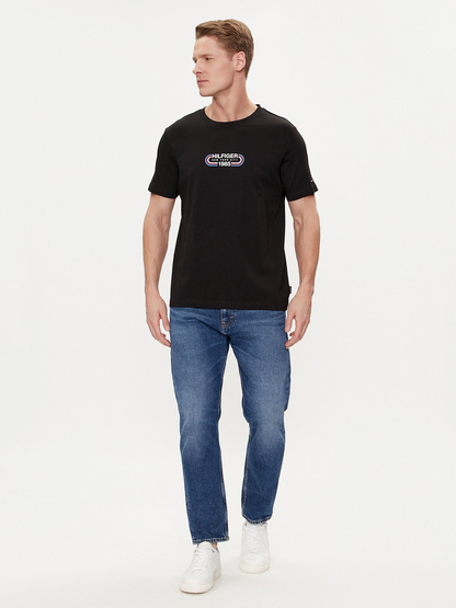Tommy Hilfiger | Heren | Track logo Crew neck Tee | Black / Zwart