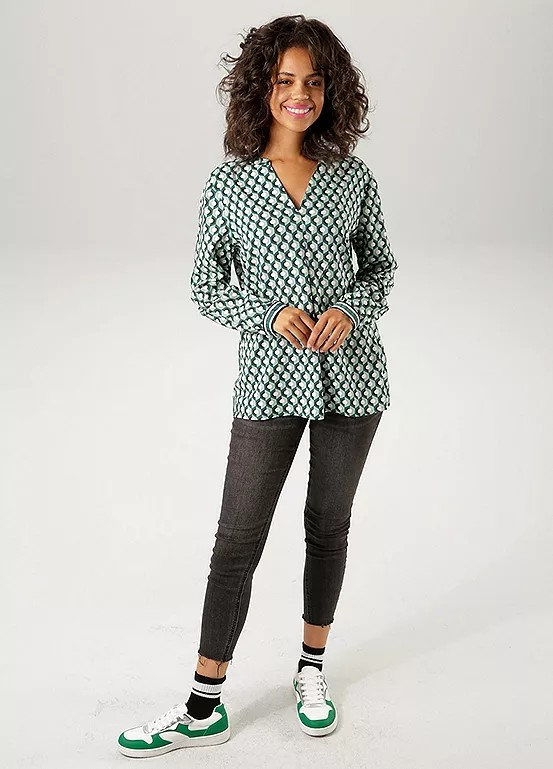 Aniston | Dames |  Blouse | Graphic print | Groen