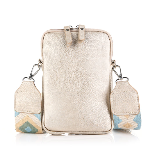 Schoudertasje - telefoontasje | Crossbody | effen | Shiney Brons